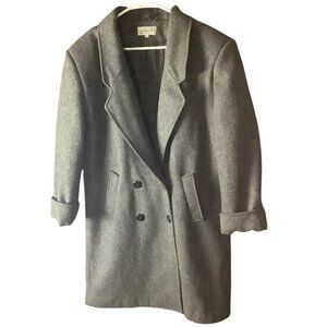 Glenbrooke Women's Pure New Wool Coat 14 Gray Long Tailored Double Breasted